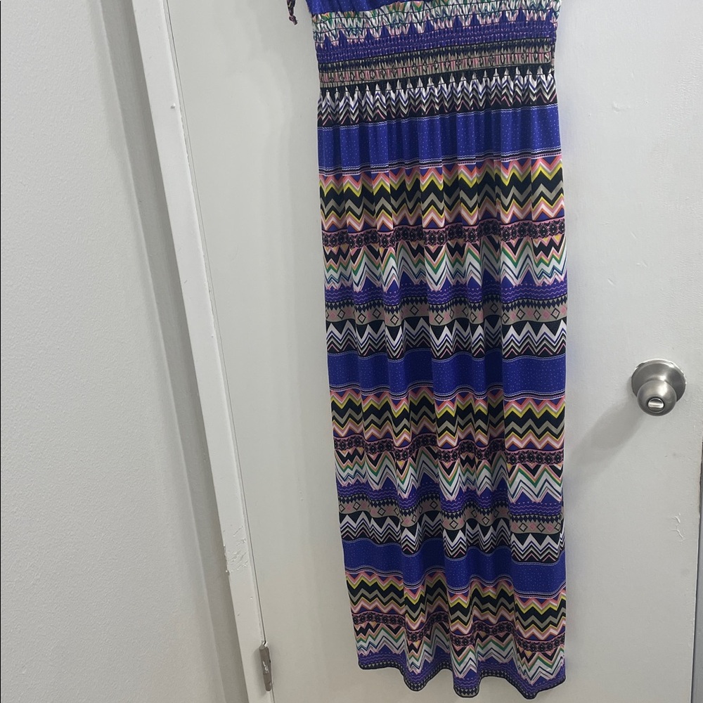 Chevron Patterned Maxi Dress - Purple, Blue, and Yellow - Picture 4 of 7